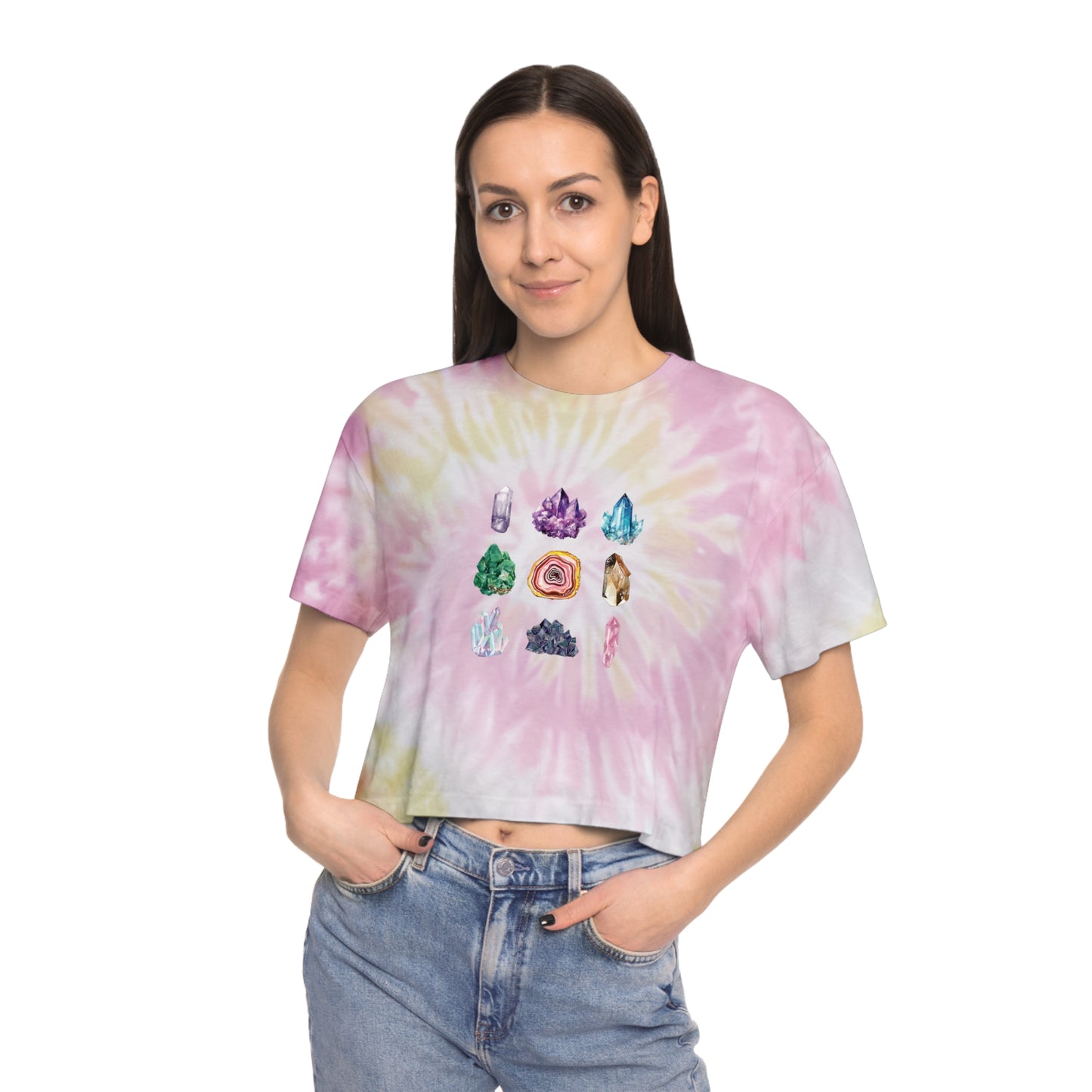 Gem Love Tie-Dye Crop Tee