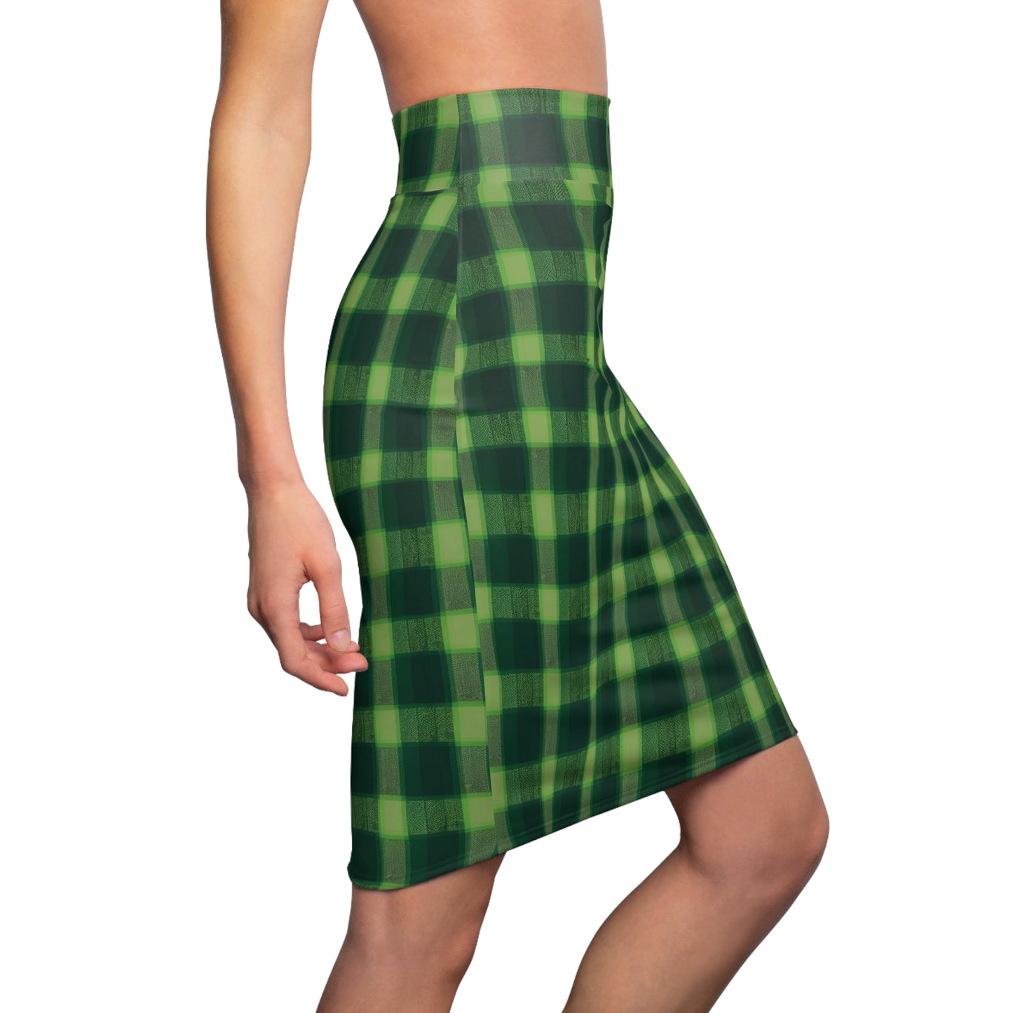 Lucid Green Plaid Pencil Skirt