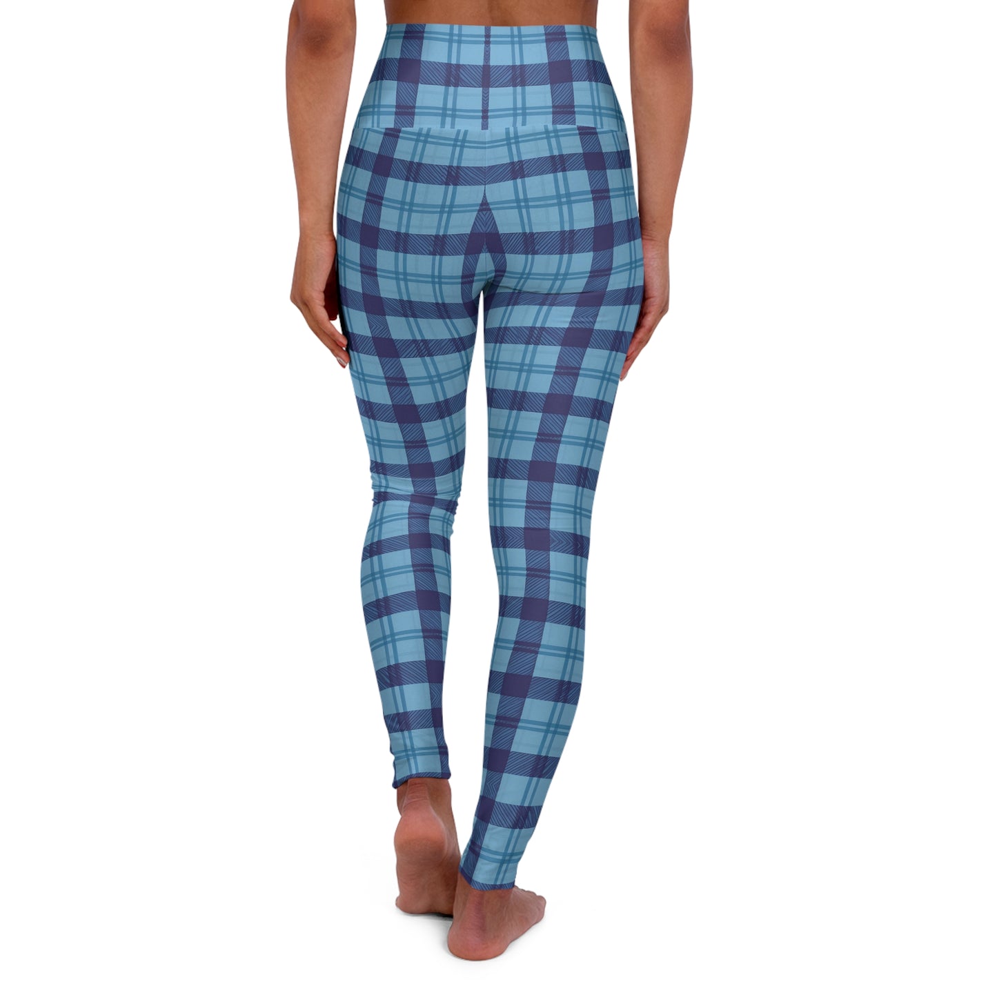 Scribbled Plaid High Waisted Yoga Leggings