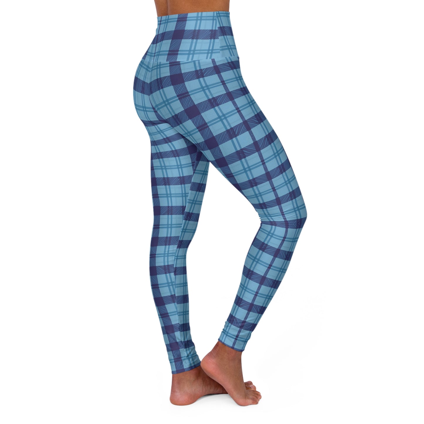 Scribbled Plaid High Waisted Yoga Leggings