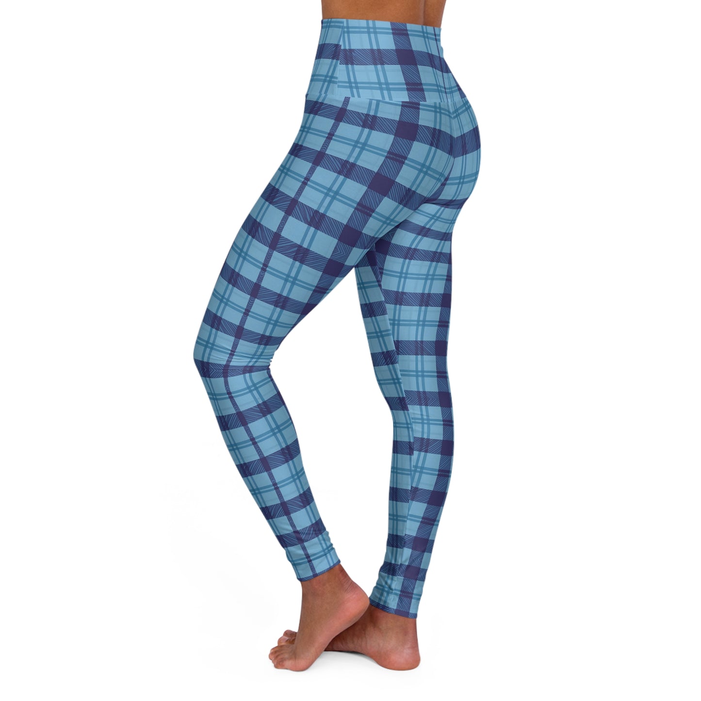 Scribbled Plaid High Waisted Yoga Leggings