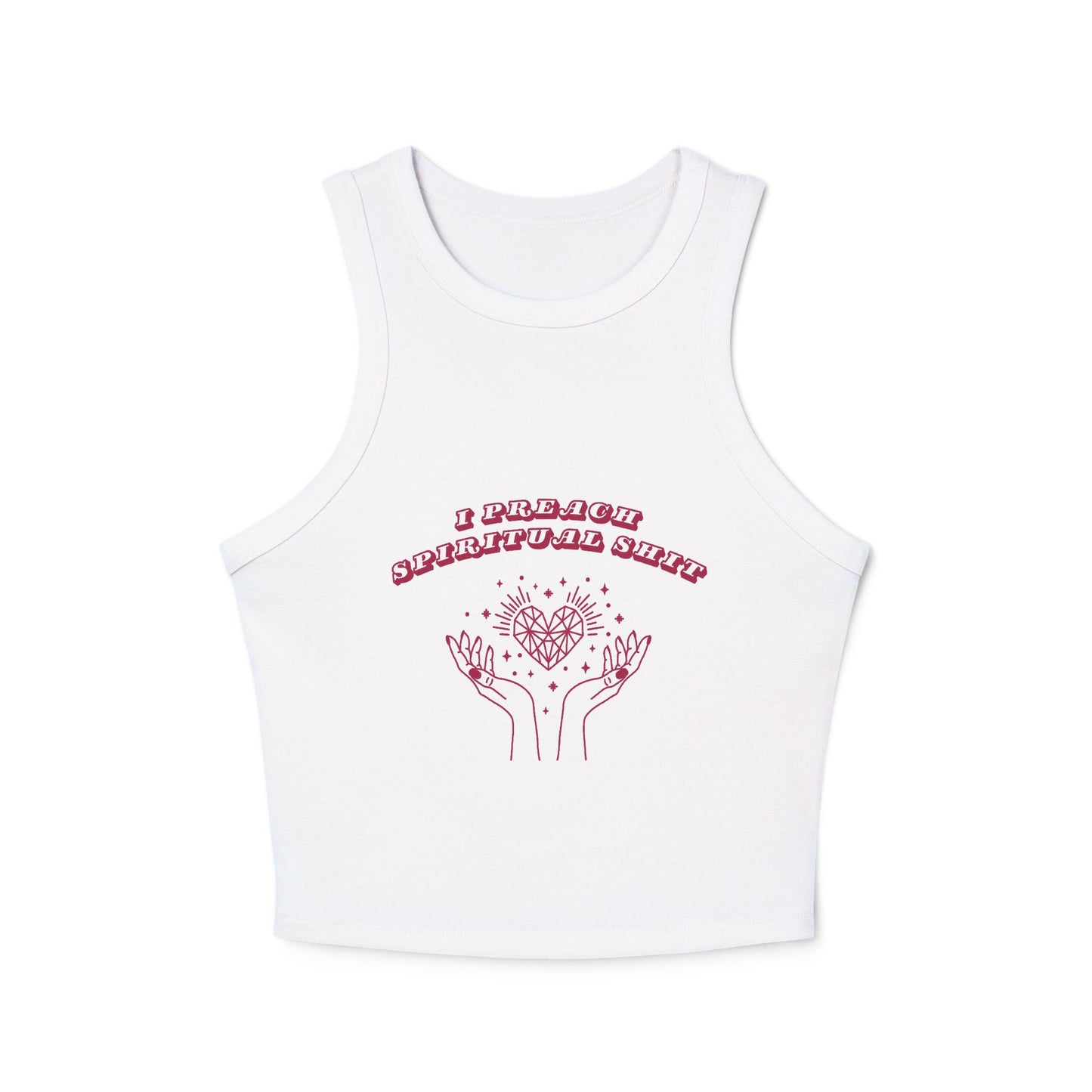 I Preach Spiritual Shit Micro Rib Racer Tank