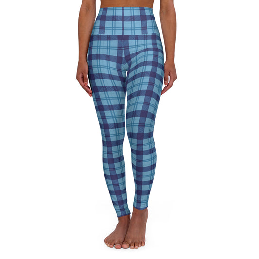 Scribbled Plaid High Waisted Yoga Leggings