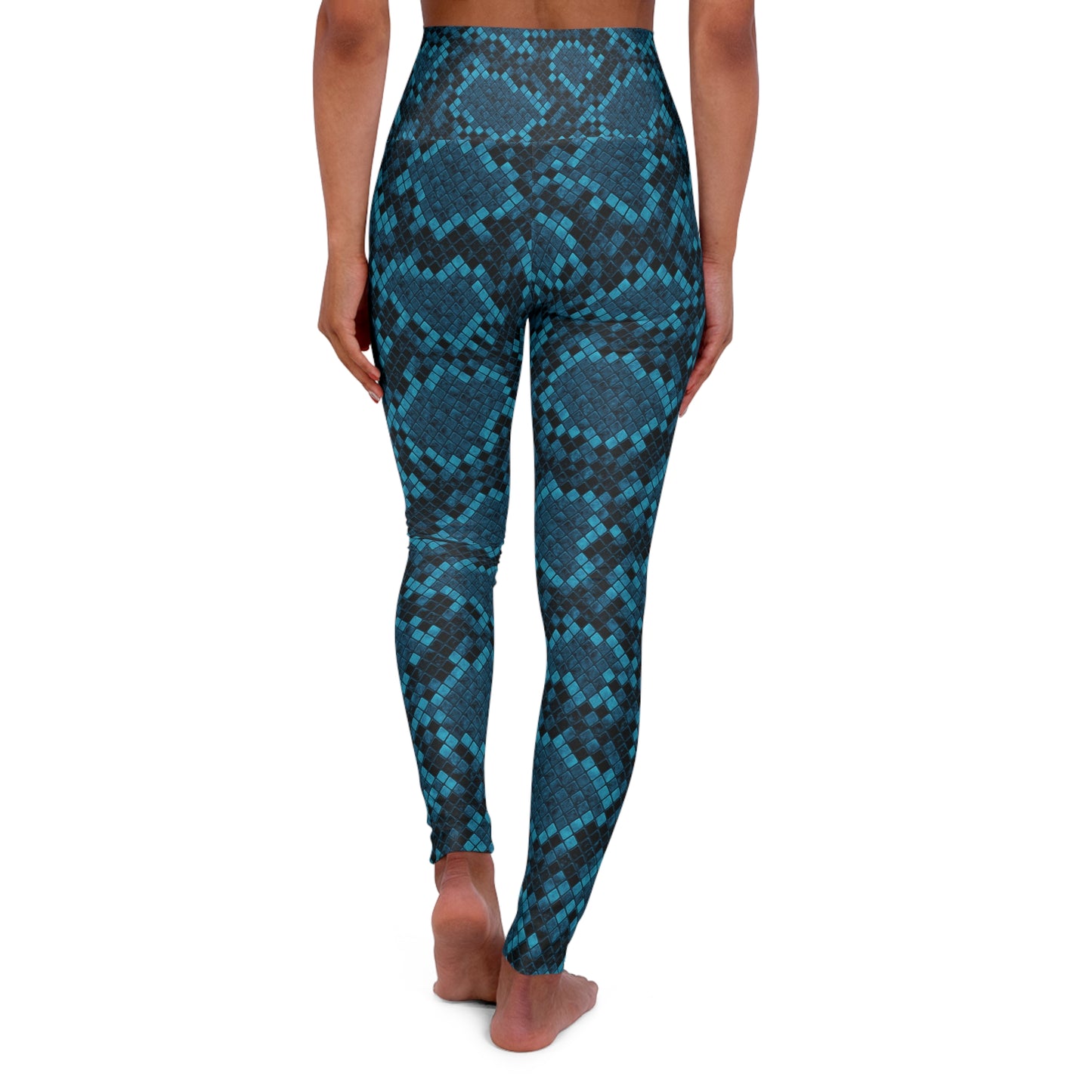 Cyber Snake (Blue) High Waisted Yoga Leggings