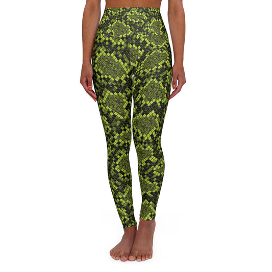 Cyber Snake (Green) High Waisted Yoga Leggings