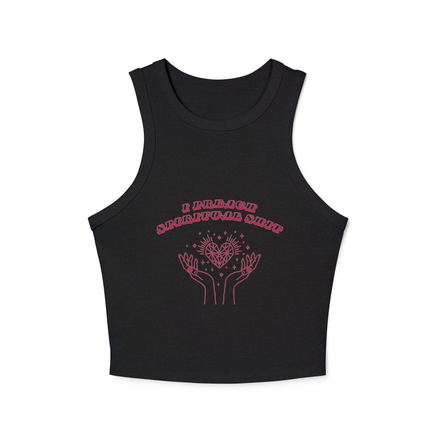 I Preach Spiritual Shit Micro Rib Racer Tank