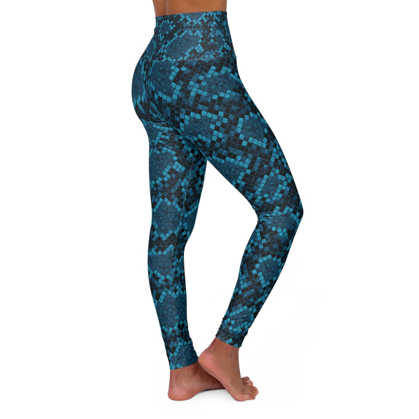 Cyber Snake (Blue) High Waisted Yoga Leggings