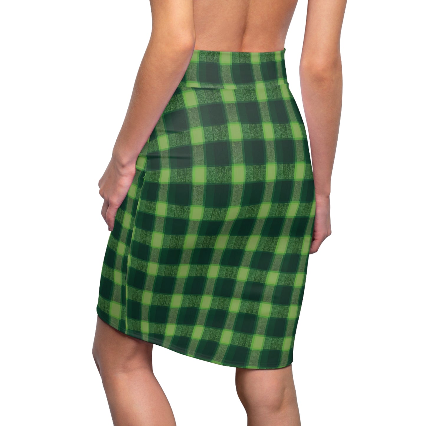 Lucid Green Plaid Pencil Skirt