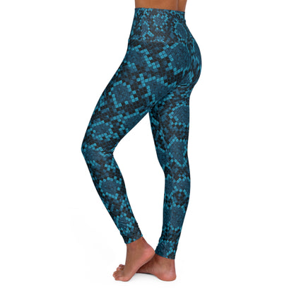 Cyber Snake (Blue) High Waisted Yoga Leggings
