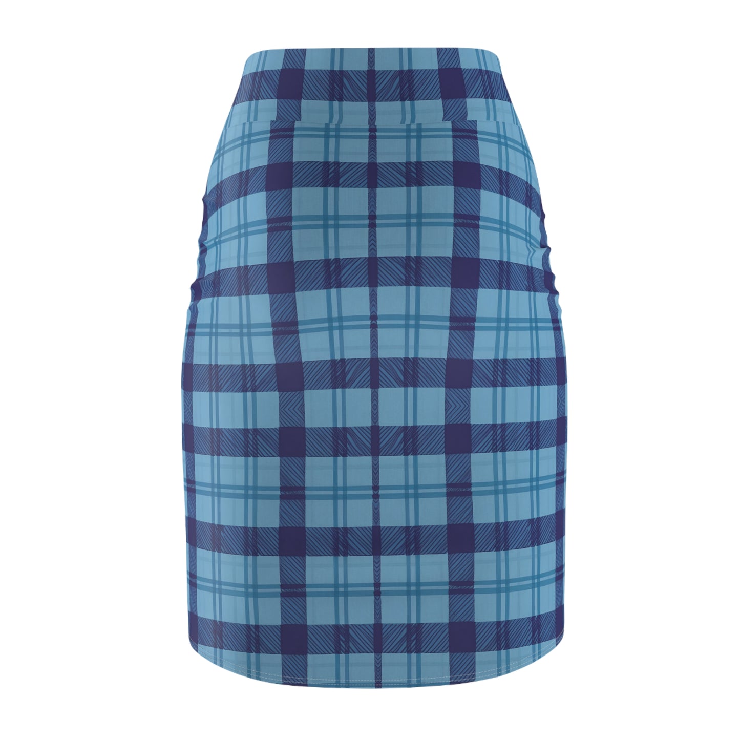 Scribbled Plaid Pencil Skirt