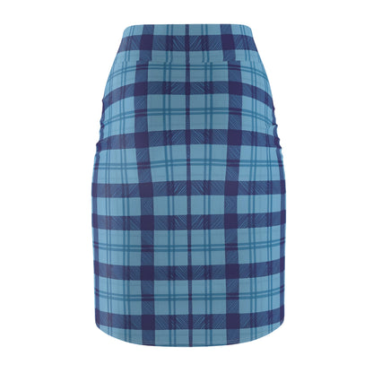 Scribbled Plaid Pencil Skirt