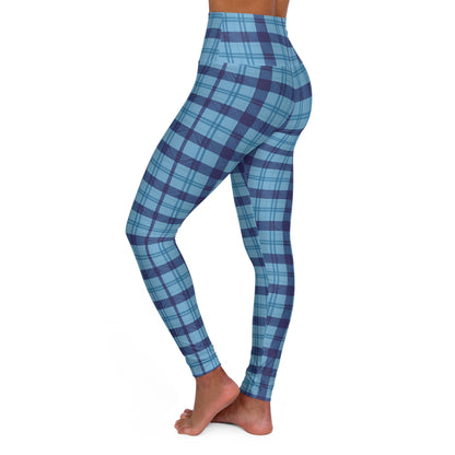 Scribbled Plaid High Waisted Yoga Leggings