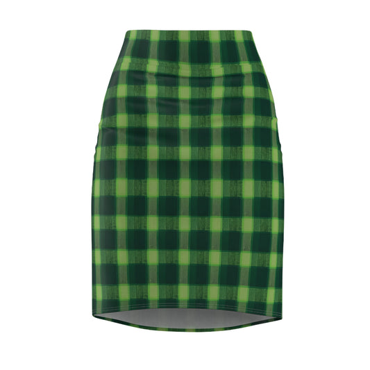 Lucid Green Plaid Pencil Skirt