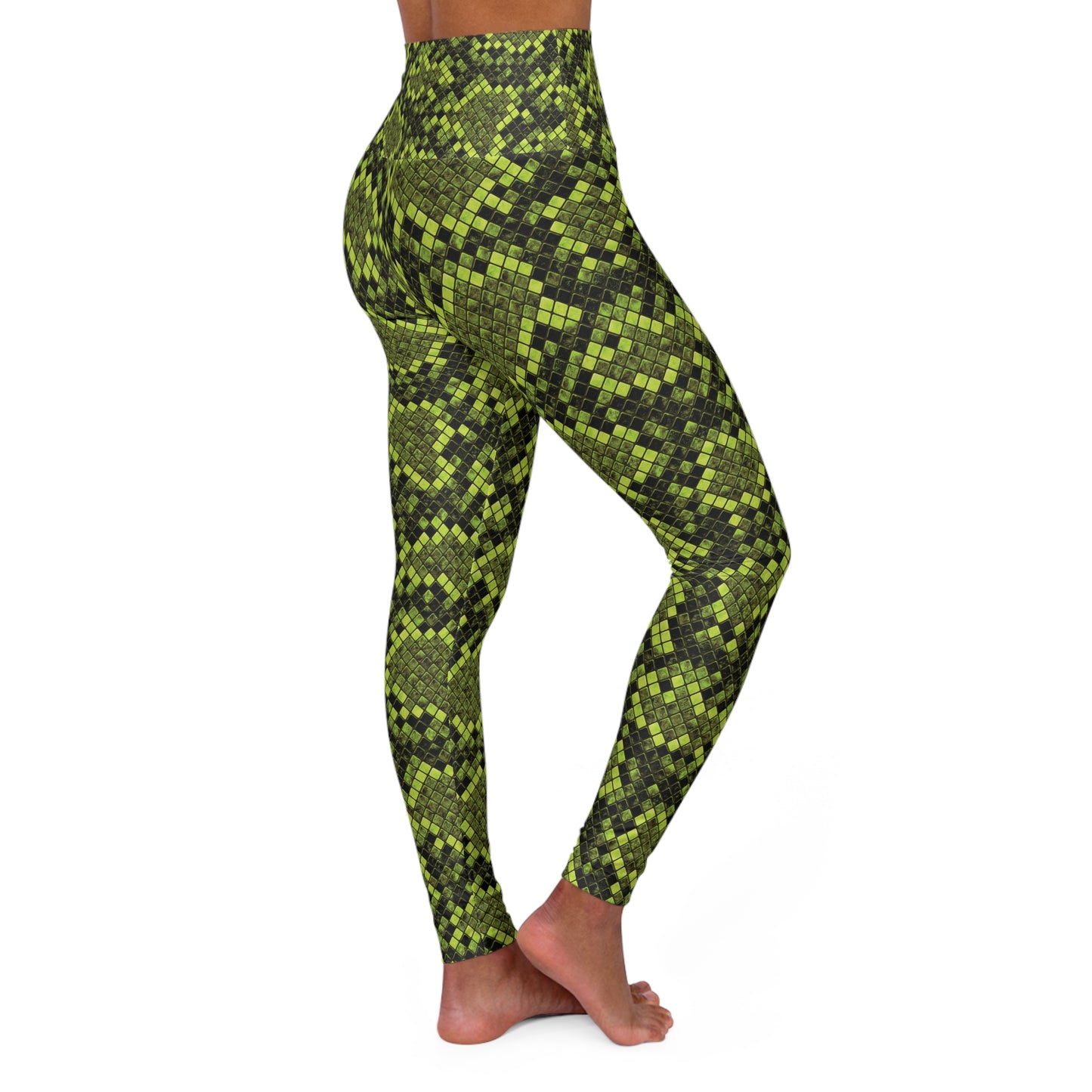 Cyber Snake (Green) High Waisted Yoga Leggings